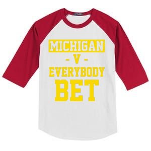 Michigan V Everybody Bet Kids Colorblock Raglan Jersey