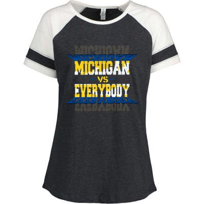 Michigan Vs. Everyone Enza Ladies Jersey Colorblock Tee