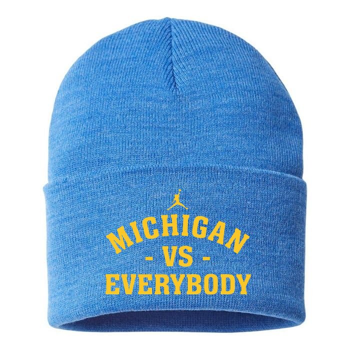 Michigan vs Everyone Everybody Quote Funny  Sustainable Knit Beanie