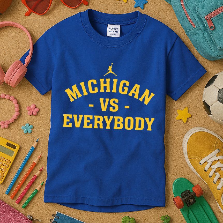 Michigan vs Everyone Everybody Quote Funny  Kids T-Shirt