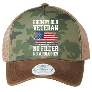 Military Veteran Funny American Flag Grumpy Old Vet Legacy Tie Dye Trucker Hat