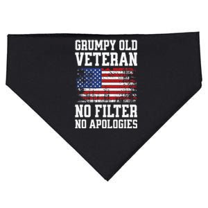 Military Veteran Funny American Flag Grumpy Old Vet USA-Made Doggie Bandana