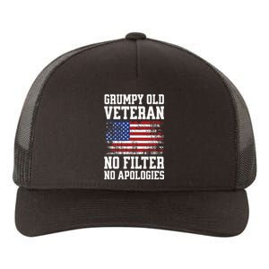 Military Veteran Funny American Flag Grumpy Old Vet Yupoong Adult 5-Panel Trucker Hat