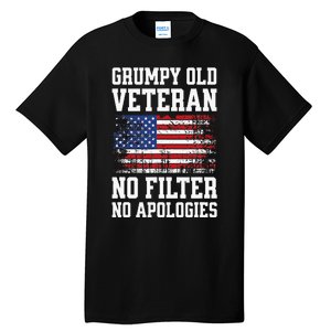 Military Veteran Funny American Flag Grumpy Old Vet Tall T-Shirt