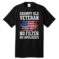 Military Veteran Funny American Flag Grumpy Old Vet Tall T-Shirt