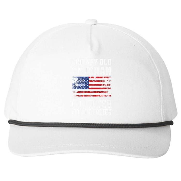 Military Veteran Funny American Flag Grumpy Old Vet Snapback Five-Panel Rope Hat