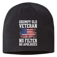 Military Veteran Funny American Flag Grumpy Old Vet Sustainable Beanie