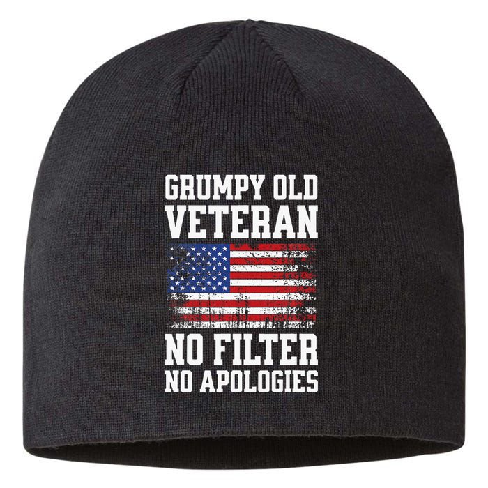 Military Veteran Funny American Flag Grumpy Old Vet Sustainable Beanie