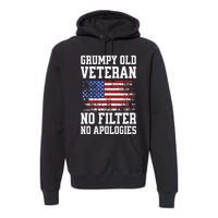 Military Veteran Funny American Flag Grumpy Old Vet Premium Hoodie