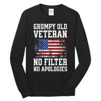 Military Veteran Funny American Flag Grumpy Old Vet Tall Long Sleeve T-Shirt