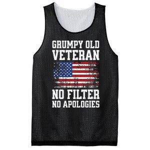 Military Veteran Funny American Flag Grumpy Old Vet Mesh Reversible Basketball Jersey Tank