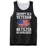 Military Veteran Funny American Flag Grumpy Old Vet Mesh Reversible Basketball Jersey Tank