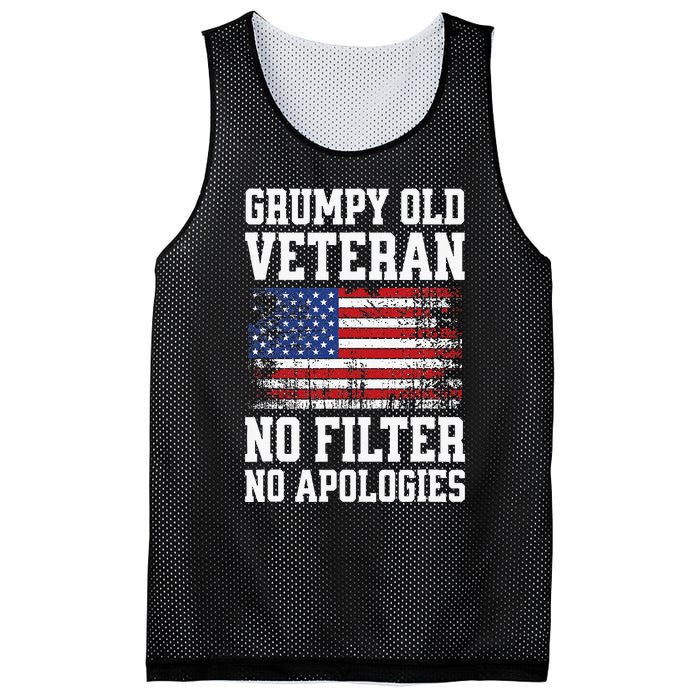 Military Veteran Funny American Flag Grumpy Old Vet Mesh Reversible Basketball Jersey Tank