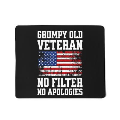 Military Veteran Funny American Flag Grumpy Old Vet Mousepad