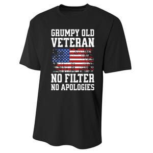 Military Veteran Funny American Flag Grumpy Old Vet Performance Sprint T-Shirt