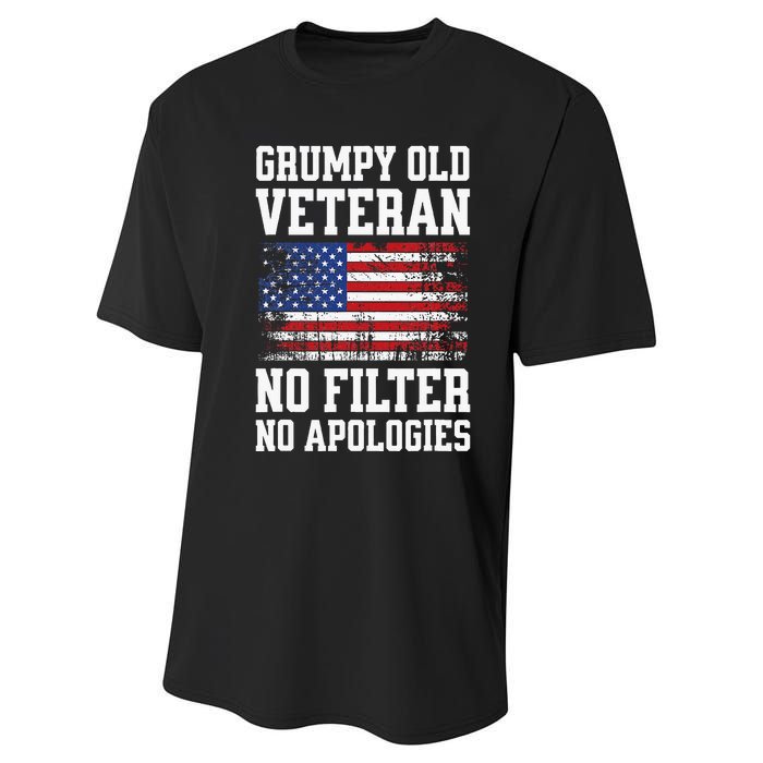 Military Veteran Funny American Flag Grumpy Old Vet Performance Sprint T-Shirt