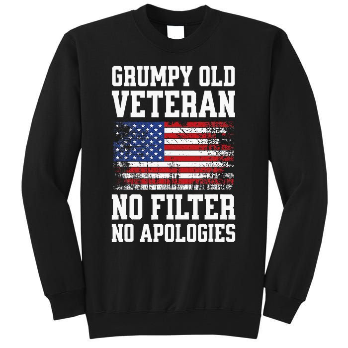 Military Veteran Funny American Flag Grumpy Old Vet Tall Sweatshirt