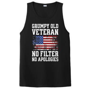 Military Veteran Funny American Flag Grumpy Old Vet PosiCharge Competitor Tank