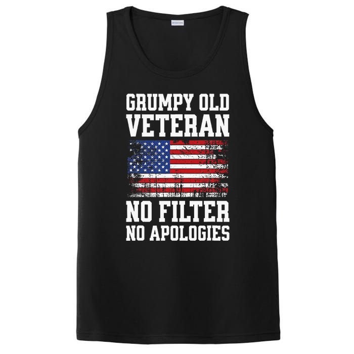 Military Veteran Funny American Flag Grumpy Old Vet PosiCharge Competitor Tank