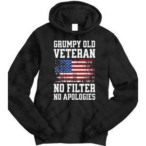 Military Veteran Funny American Flag Grumpy Old Vet Tie Dye Hoodie