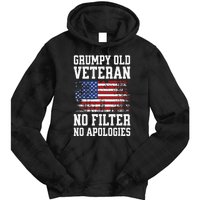 Military Veteran Funny American Flag Grumpy Old Vet Tie Dye Hoodie