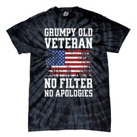 Military Veteran Funny American Flag Grumpy Old Vet Tie-Dye T-Shirt