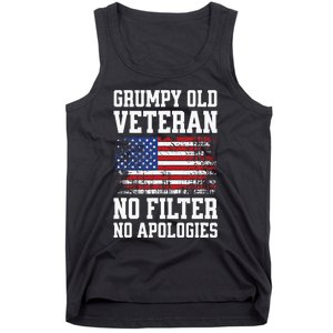 Military Veteran Funny American Flag Grumpy Old Vet Tank Top