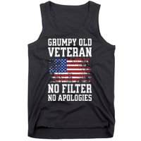 Military Veteran Funny American Flag Grumpy Old Vet Tank Top