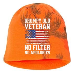 Military Veteran Funny American Flag Grumpy Old Vet Kati - Camo Knit Beanie