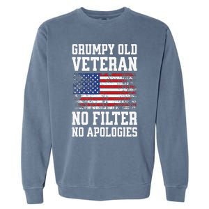 Military Veteran Funny American Flag Grumpy Old Vet Garment-Dyed Sweatshirt