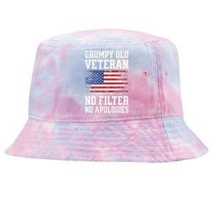 Military Veteran Funny American Flag Grumpy Old Vet Tie-Dyed Bucket Hat