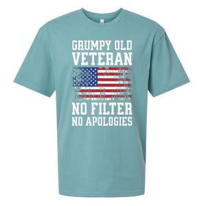 Military Veteran Funny American Flag Grumpy Old Vet Sueded Cloud Jersey T-Shirt