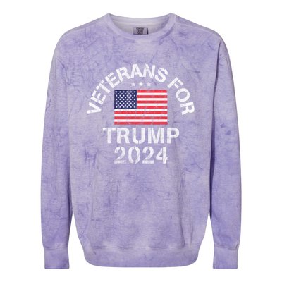 Military Veterans For Trump 2024 Meaningful Gift Colorblast Crewneck Sweatshirt