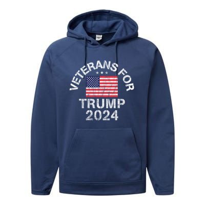 Military Veterans For Trump 2024 Meaningful Gift Performance Fleece Hoodie