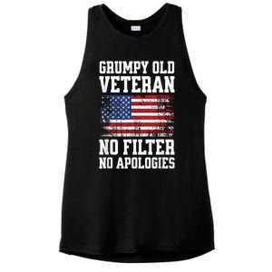 Military Veteran Funny American Flag Grumpy Old Vet Ladies PosiCharge Tri-Blend Wicking Tank