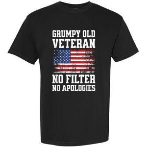 Military Veteran Funny American Flag Grumpy Old Vet Garment-Dyed Heavyweight T-Shirt