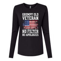 Military Veteran Funny American Flag Grumpy Old Vet Womens Cotton Relaxed Long Sleeve T-Shirt