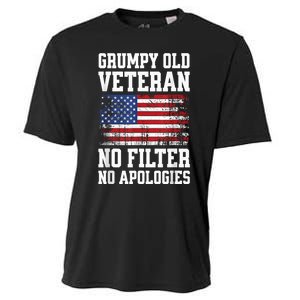 Military Veteran Funny American Flag Grumpy Old Vet Cooling Performance Crew T-Shirt