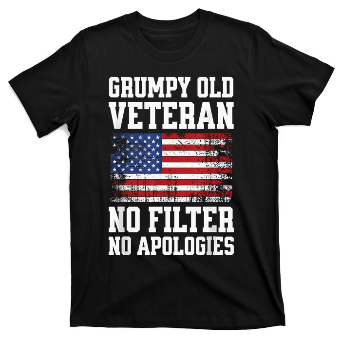 Military Veteran Funny American Flag Grumpy Old Vet T-Shirt