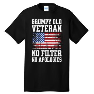 Military Veteran Funny American Flag Grumpy Old Vet Tall T-Shirt