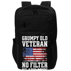 Military Veteran Funny American Flag Grumpy Old Vet Impact Tech Backpack