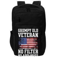 Military Veteran Funny American Flag Grumpy Old Vet Impact Tech Backpack