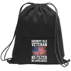 Military Veteran Funny American Flag Grumpy Old Vet Sweatshirt Cinch Pack Bag