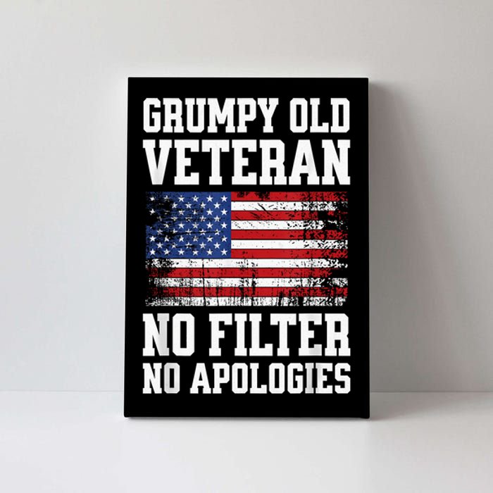 Military Veteran Funny American Flag Grumpy Old Vet Canvas