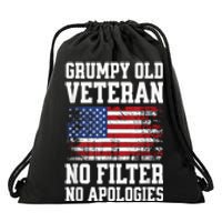 Military Veteran Funny American Flag Grumpy Old Vet Drawstring Bag