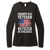 Military Veteran Funny American Flag Grumpy Old Vet Womens CVC Long Sleeve Shirt