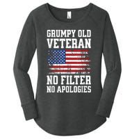 Military Veteran Funny American Flag Grumpy Old Vet Women's Perfect Tri Tunic Long Sleeve Shirt