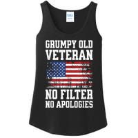 Military Veteran Funny American Flag Grumpy Old Vet Ladies Essential Tank