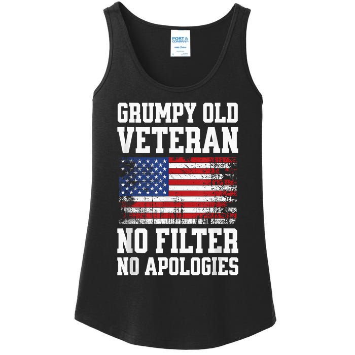 Military Veteran Funny American Flag Grumpy Old Vet Ladies Essential Tank