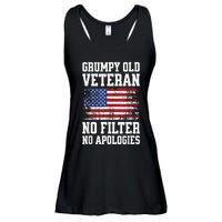 Military Veteran Funny American Flag Grumpy Old Vet Ladies Essential Flowy Tank